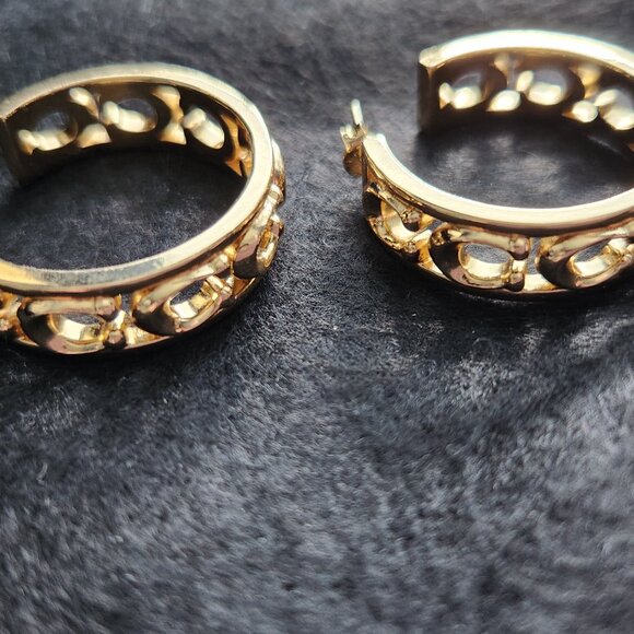 Coach Gold Openwork Hoop Earrings - Picture 5 of 9